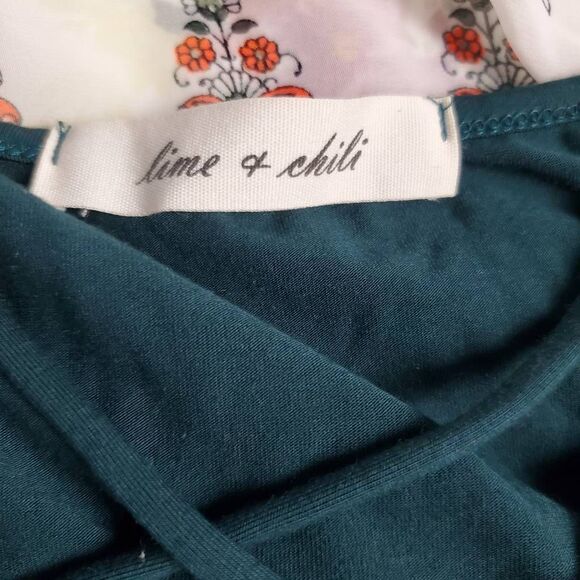 Lime & Chili Green Criss Cross Neck Short Sleeve Tunic Top Women’s XL - Picture 5 of 7